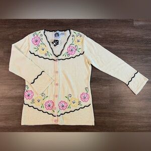 Vintage Storybook Knits Flower Sweater‎ With Beads Womens Size Small NWT B20
